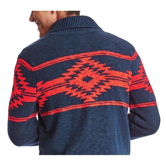 Gap Cardigan Sweater Men's Medium Shawl Collar Thick Knit Southwestern Aztec - Picture 6 of 12